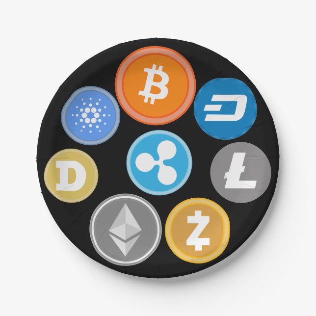 CRYPTOCURRENCY COINS PAPER PLATES (Front)