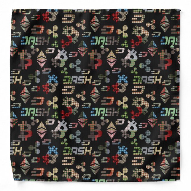 Cryptocurrency Colorful Digital Money Pattern Bandana (Front)