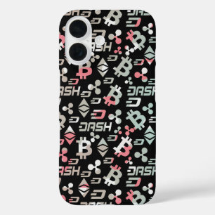 Cryptocurrency Colorful Digital Money Pattern iPhone 16 Case