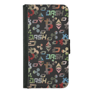 Cryptocurrency Colorful Digital Money Pattern Samsung Galaxy S5 Wallet Case
