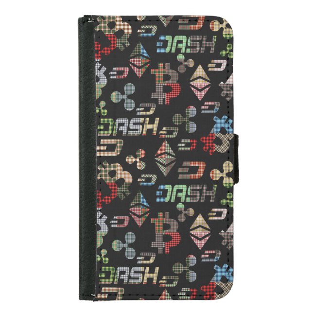 Cryptocurrency Colorful Digital Money Pattern Samsung Galaxy Wallet Case (Front)