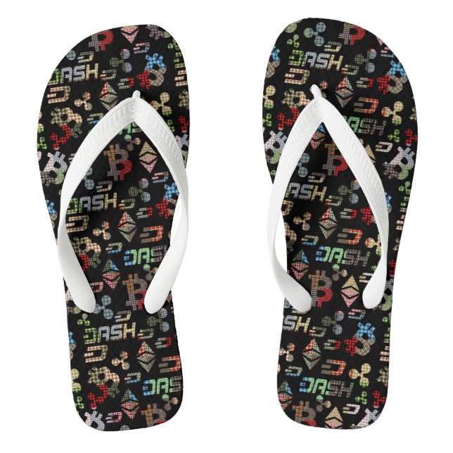 Cryptocurrency Colorful Money Pattern Flip Flops (Footbed)