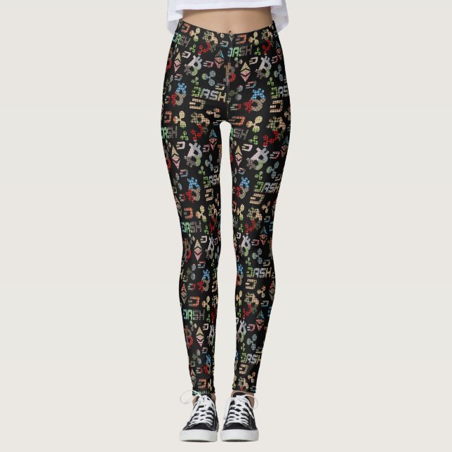 Cryptocurrency Colorful Money Pattern Leggings (Front)