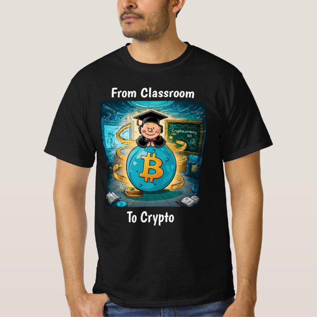 Cryptocurrency Graduation Black T-Shirt (Front)