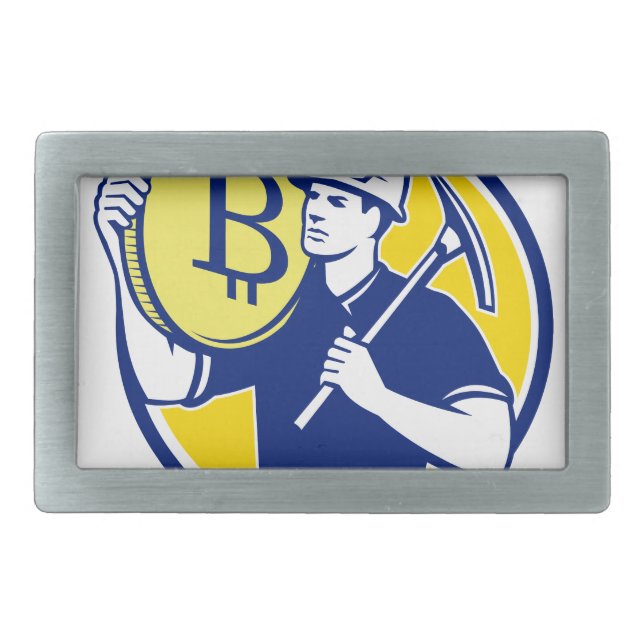 Cryptocurrency Miner Bitcoin Circle Retro Belt Buckle (Front)