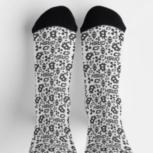 Cryptocurrency Money Black & White Pattern Socks