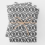 Cryptocurrency pattern with bitcoin wrapping paper sheets