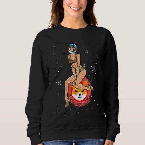 Cryptocurrency Pin up Girl Hodling A Shiba Inu Cry Sweatshirt