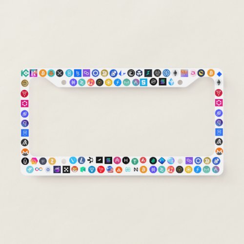 Cryptocurrency rainbow collection license plate frame