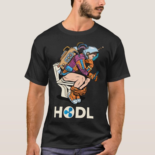 Cryptocurrency Talk Ripple XRP HODL Space Man On T T-Shirt (Front)