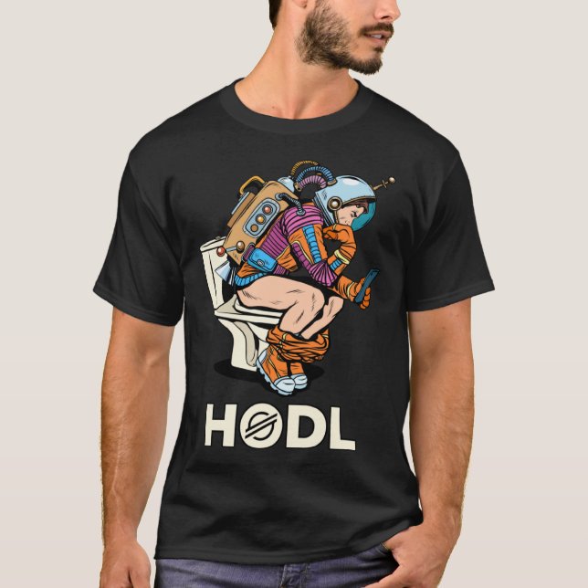 Cryptocurrency Talk Stellar Lumens HODL Space Man  T-Shirt (Front)