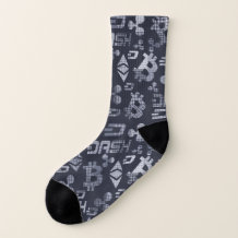 Cryptocurrency tartan blue pattern socks