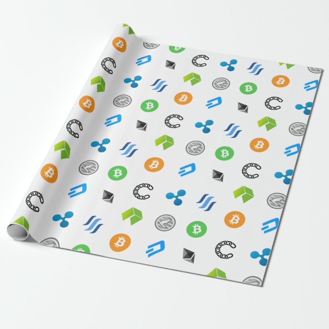 Cryptocurrency Themed Wrapping Paper (Unrolled)