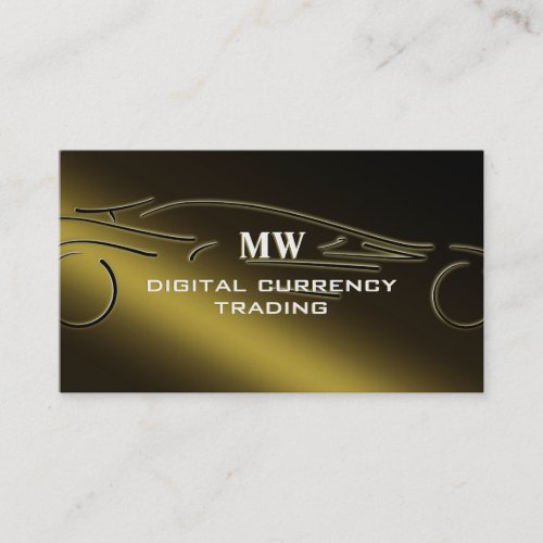 Cryptocurrency Trader gold sports car logo Business Card