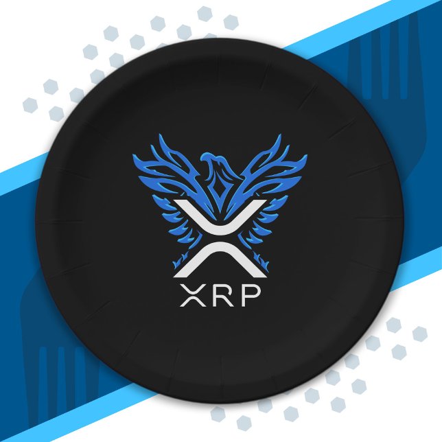Cryptocurrency XRP Crypto Logo Blue Rising Phoenix Paper Plates (Creator Uploaded)