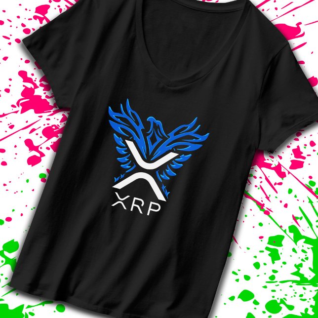 Cryptocurrency XRP Crypto Logo Blue Rising Phoenix T-Shirt (Creator Uploaded)