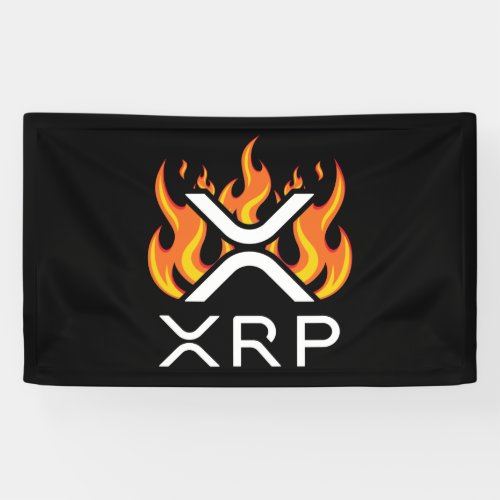 Cryptocurrency XRP Crypto Orange Flames Fire Melt Banner