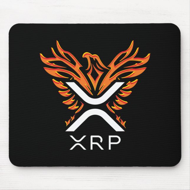 Cryptocurrency XRP Crypto Orange Rising Phoenix Mouse Pad (Front)