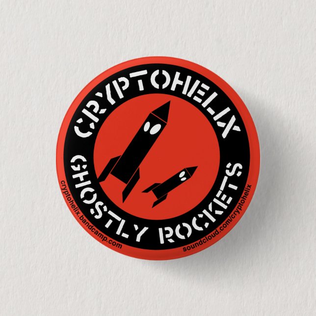 Cryptohelix - Ghostly Rockets (RED) Pinback Button (Front)