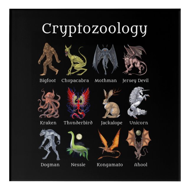 Cryptozoology Cryptid Creatures Acrylic Print (Front)