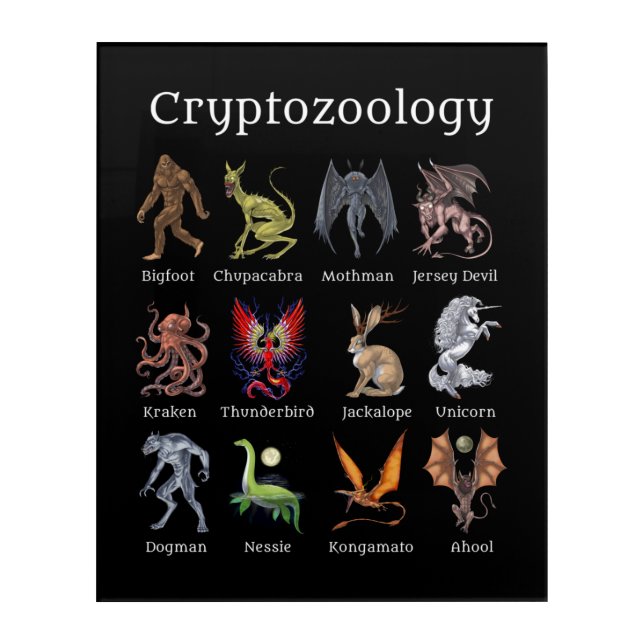 Cryptozoology Cryptid Creatures Acrylic Print (Front)