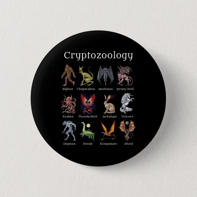 Cryptozoology Cryptid Creatures Button (Front)