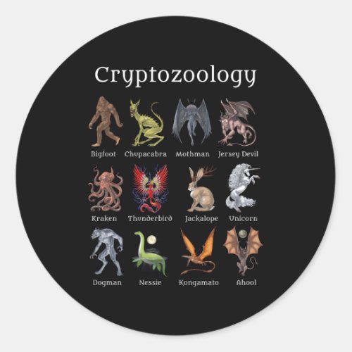 Cryptozoology Cryptid Creatures Fantasy Mythical M Classic Round Sticker
