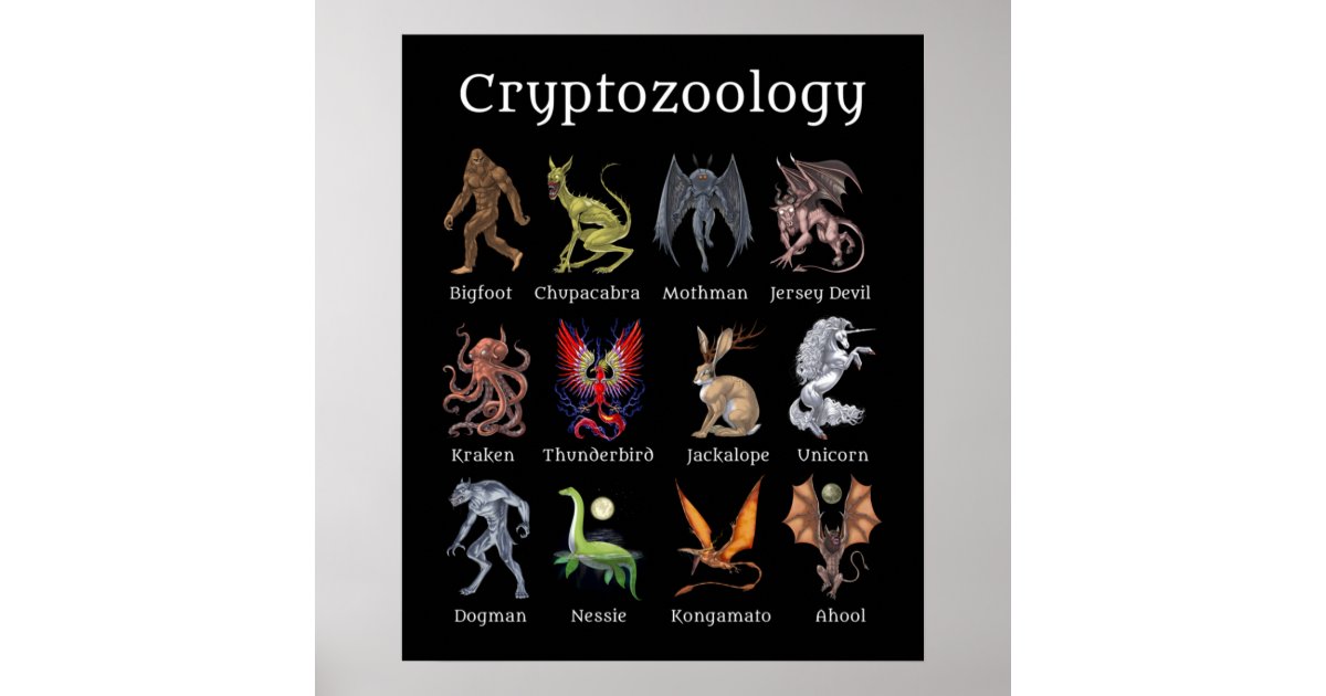 Cryptozoology Cryptid Creatures Poster Zazzle