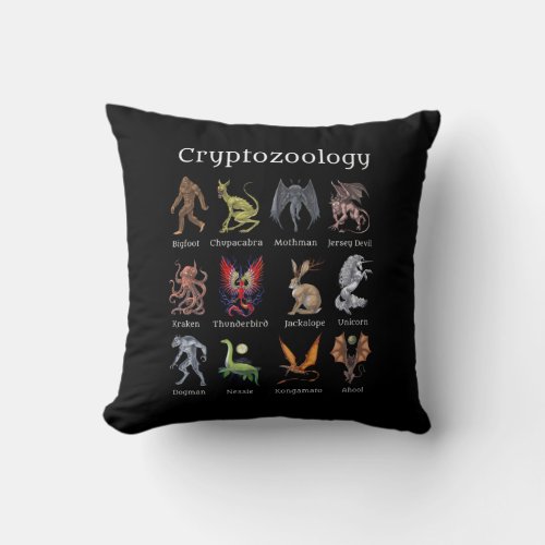 Cryptozoology Cryptid Creatures Throw Pillow