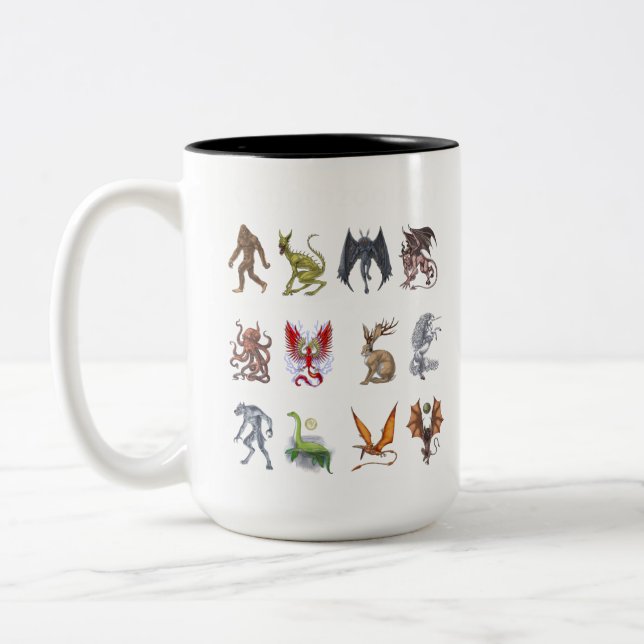 Cryptozoology Cryptid Creatures Two-Tone Coffee Mug (Left)