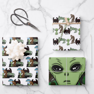 Cryptozoology Cryptids Big Foot Alien Mothman Wrapping Paper Sheets