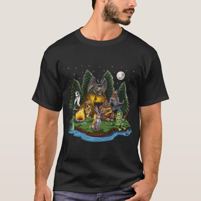 Cryptozoology Cryptids Camping T-Shirt (Front)