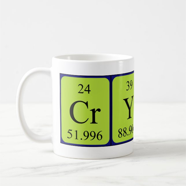 Crysta periodic table name mug (Left)