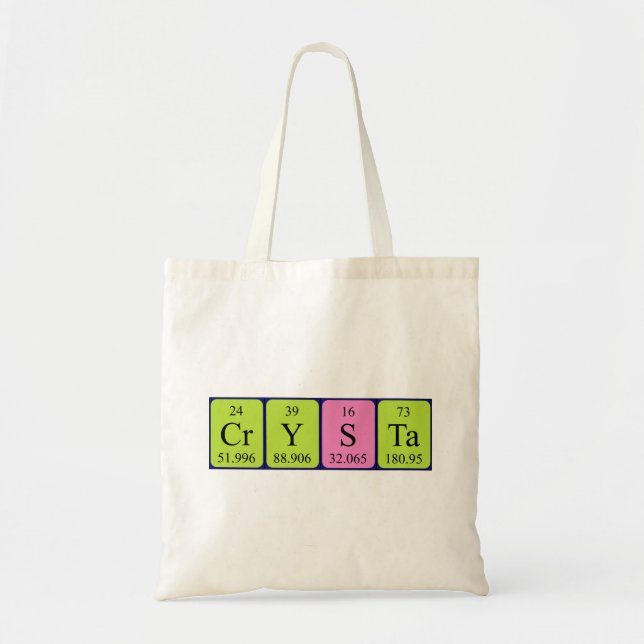 Crysta periodic table name tote bag (Front)