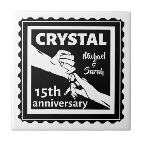 Crystal 15th wedding anniversary holding hands ceramic tile