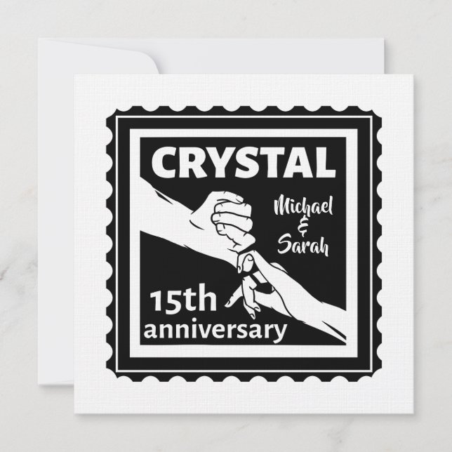 Crystal 15th wedding anniversary holding hands invitation (Front)