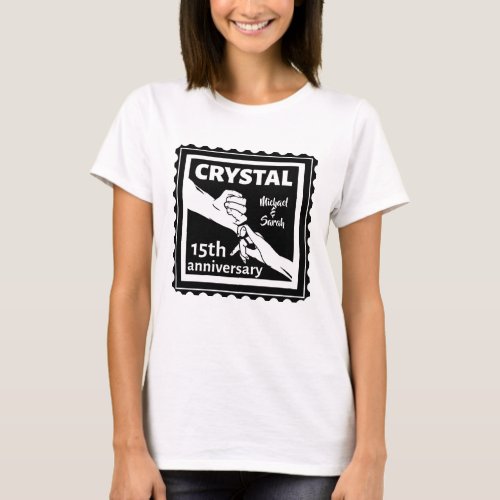 Crystal 15th wedding anniversary holding hands T_Shirt