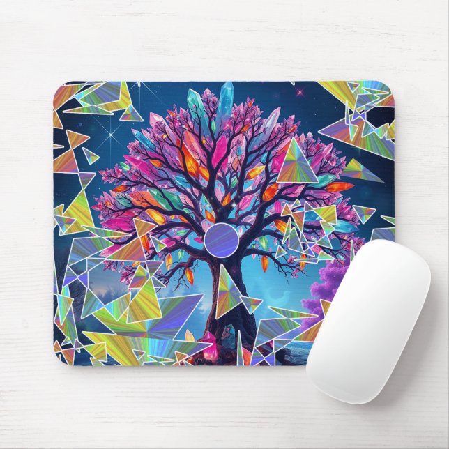 Crystal Abstract Tree Mouse Pad (With Mouse)