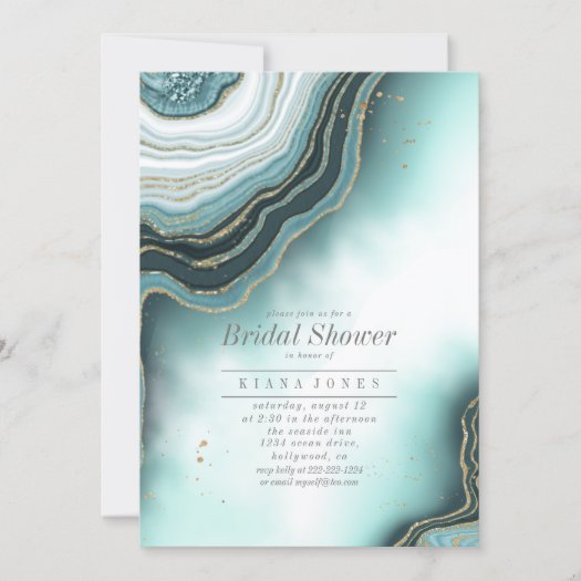 Crystal Agate Bridal Shower Teal ID825