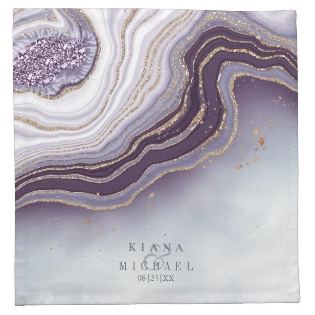Crystal Agate Wedding  Amethyst ID825  Cloth Napkin (Front)