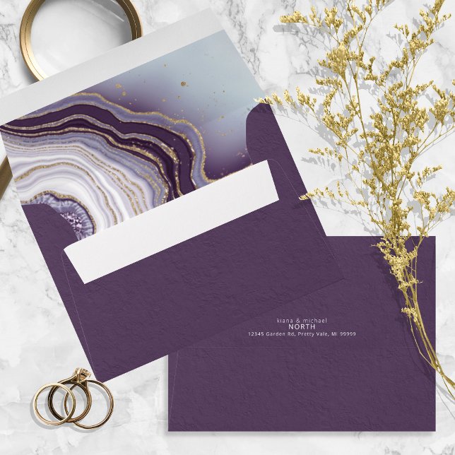 Crystal Agate Wedding Amethyst ID825 Envelope (Interior/Back In Situ)