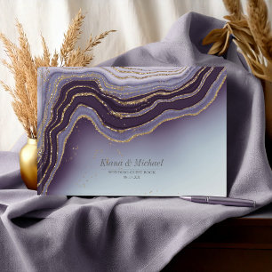 Crystal Agate Wedding Amethyst ID825 Guest Book