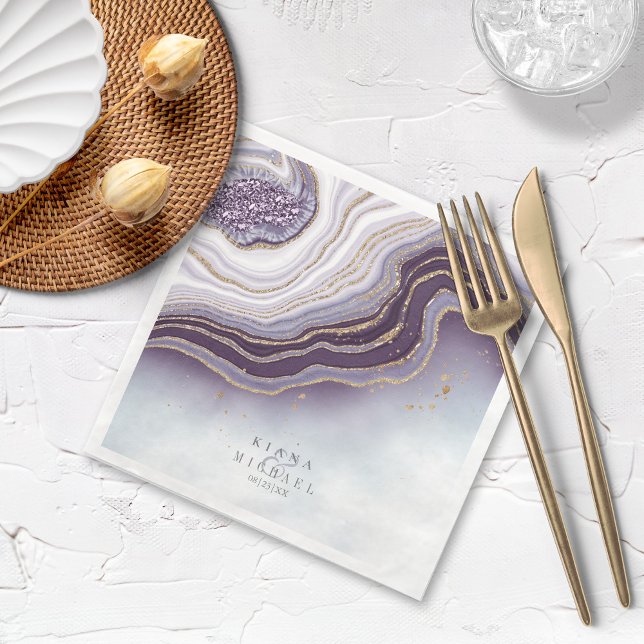 Crystal Agate Wedding  Amethyst ID825  Paper Dinner Napkins (Creator Uploaded)