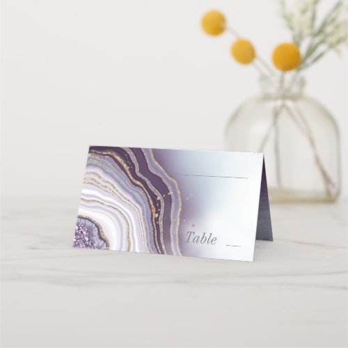 Crystal Agate Wedding Amethyst ID825  Place Card