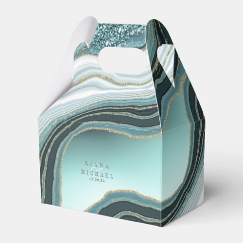 Crystal Agate Wedding Teal ID825 Favor Boxes