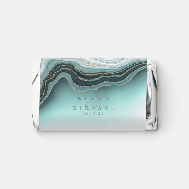 Crystal Agate Wedding Teal ID825 Hershey's Miniatures (Front)