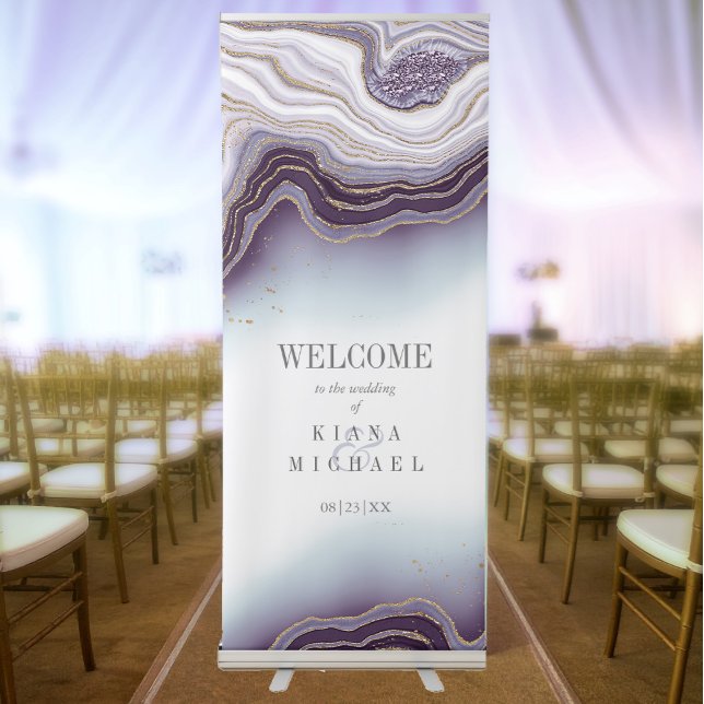 Crystal Agate Wedding Welcome Amethyst ID825 Retractable Banner (Creator Uploaded)
