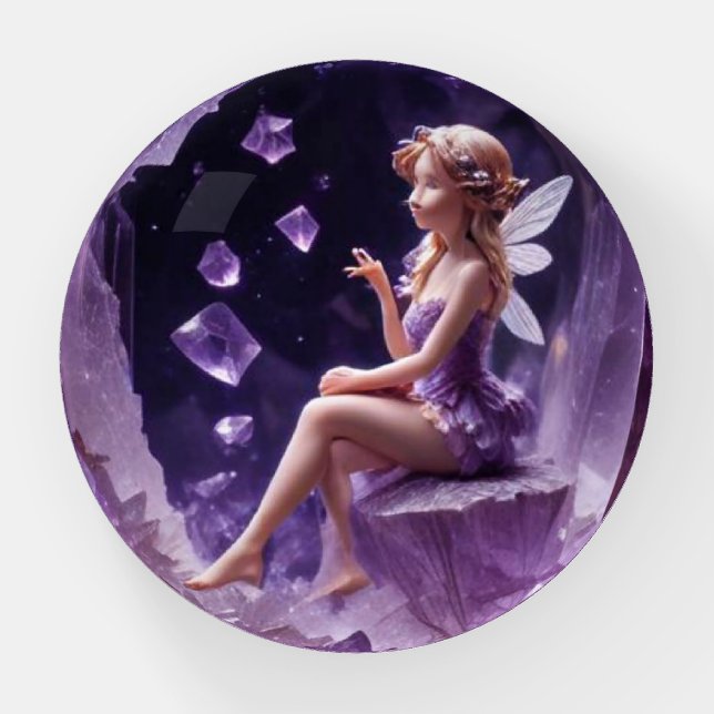 Crystal Amethyst Fantasy Fairy  Paperweight (Front)