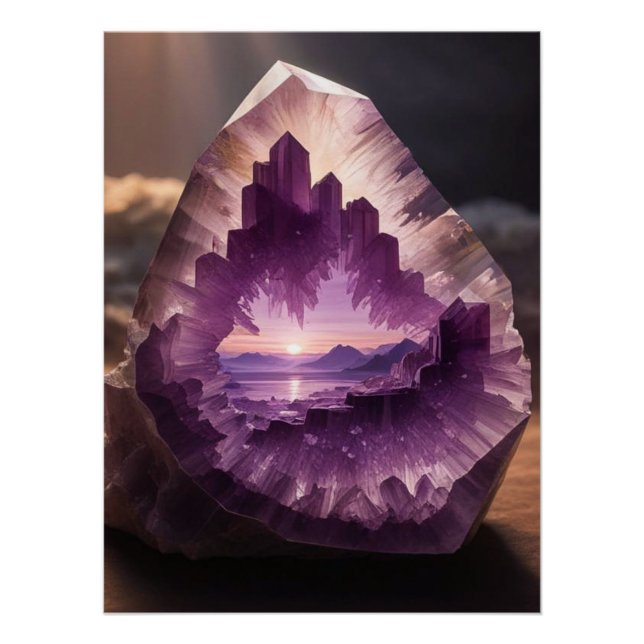 Crystal Amethyst Fantasy Sunrise Landscape  Poster (Front)