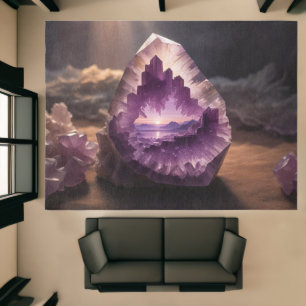 Crystal Amethyst Landscape Mountain Sunrise Rug
